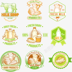 乳酪牛奶手绘奶制品标签矢量图图标高清图片