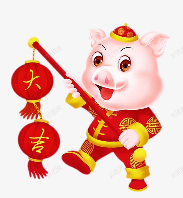 提着灯笼的新年福猪卡通图png免抠素材_88icon https://88icon.com Q版猪 免抠图 卡通 小猪 提着灯笼的新年福猪 新年 新年猪 猪 福猪