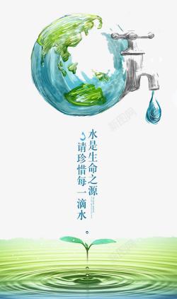 水珠地球节约用水高清图片