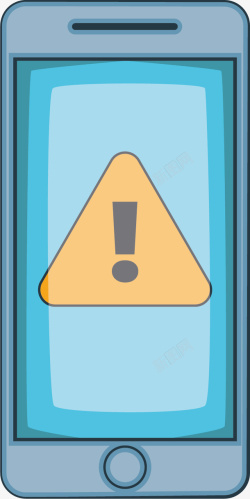 蓝色感叹号警告提示的手机矢量图高清图片