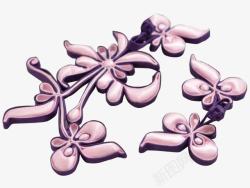高级定制粉紫色花型扣素材