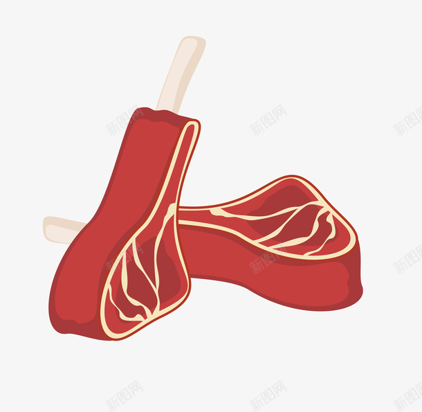 卡通扁平化排骨矢量图eps免抠素材_88icon https://88icon.com 卡通排骨 扁平化排骨 排骨 排骨png 猪排骨 猪肉 矢量排骨 矢量图