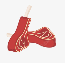 卡通扁平化排骨矢量图素材