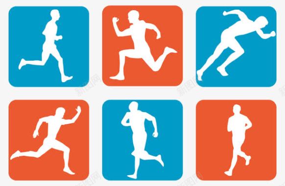 运动人各种跑步姿势标图标图标