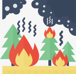 可燃物着火的森林矢量图高清图片