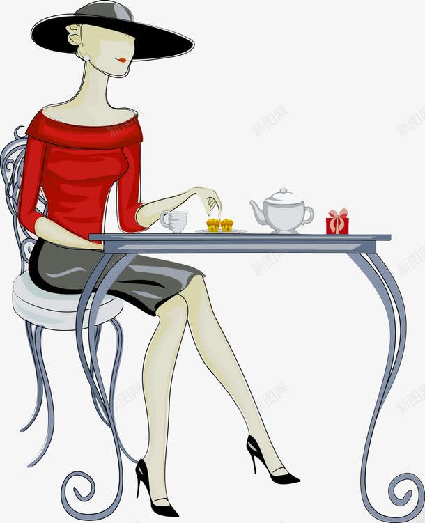 喝下午茶的女人卡通光棍节png免抠素材_88icon https://88icon.com 下午 光棍 卡通 女人