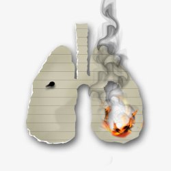 燃烧香烟燃烧的肺型纸张创意禁烟图高清图片