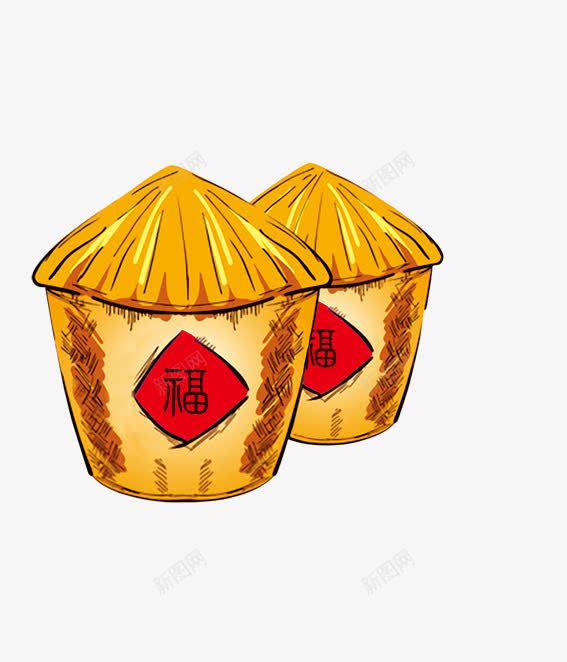 复古粮仓png免抠素材_88icon https://88icon.com 复古粮仓 大米 水稻 福字