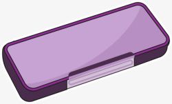 紫色长方体卡通文具盒素材