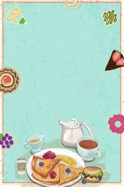 甜点咖啡蛋糕海报背景模板背景