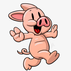 卡通奔跑的小猪动物矢量图素材