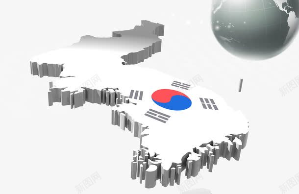 站在立体地图上png免抠素材_88icon https://88icon.com 国际局势 国际贸易 地图 地球上 太极旗 省地图 立体地图 韩国国旗