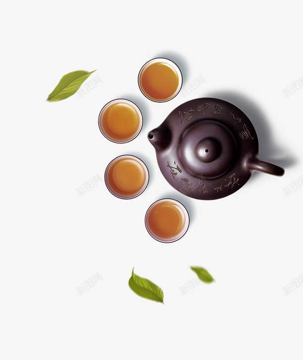 棕色中国风茶具png免抠素材_88icon https://88icon.com 中国风 免抠茶杯 棕色 绿色的茶叶 茶具 茶杯