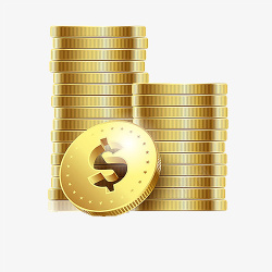 金色货币两摞金币摆放在地上高清图片