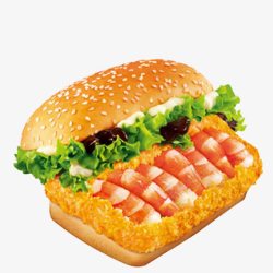 汉堡生菜大虾海鲜素材
