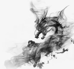 龙形象创意黑色形象龙的烟雾效果高清图片