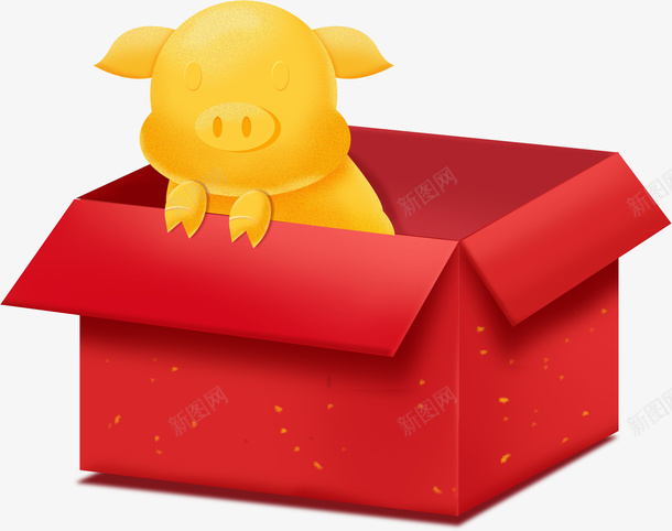 在红纸盒子里的小金猪png免抠素材_88icon https://88icon.com 2019 农历新年 新年 猪年 红盒子 红色 纸盒 过年好 金猪 金色