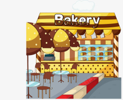 私房甜品店卡通街边面包小店矢量图高清图片