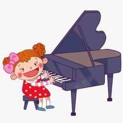 弹钢琴的小女孩矢量图素材