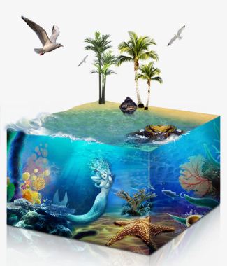 梦幻海报合成海洋生态环保图标图标