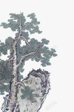 青松素材国画松树片高清图片
