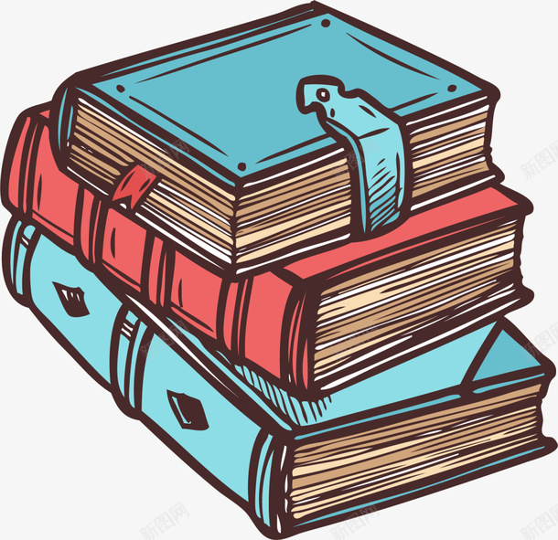 蓝色手绘书本书籍png免抠素材_88icon https://88icon.com 世界知识产权日 书堆 书籍 儿童读书日 复古书本 阅读