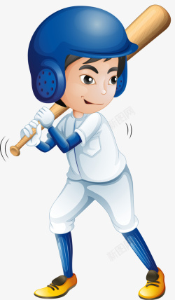 蓝色棒球棒打棒球的帅气男孩高清图片