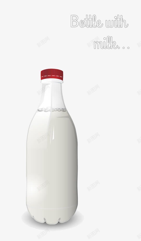 一瓶牛奶png免抠素材_88icon https://88icon.com 塑料瓶 手绘 气泡 牛奶 红瓶盖