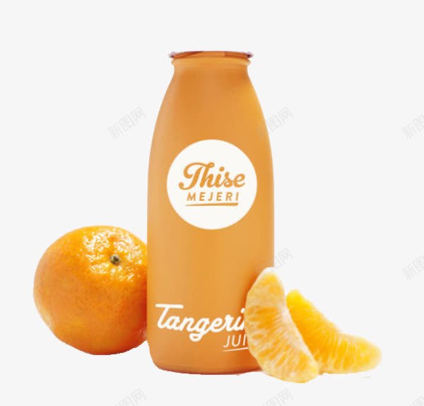 橘子味牛奶png免抠素材_88icon https://88icon.com 产品实物 桔子 橘子 橙色瓶子 水果味牛奶 玻璃瓶 罐装瓶