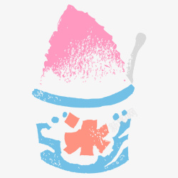 粉红色卡通日系刨冰素材