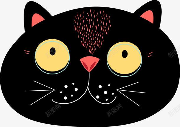 黑色猫咪头贴纸png免抠素材_88icon https://88icon.com 动物 卡通手绘 矢量图案 蠢萌 酷 黑色
