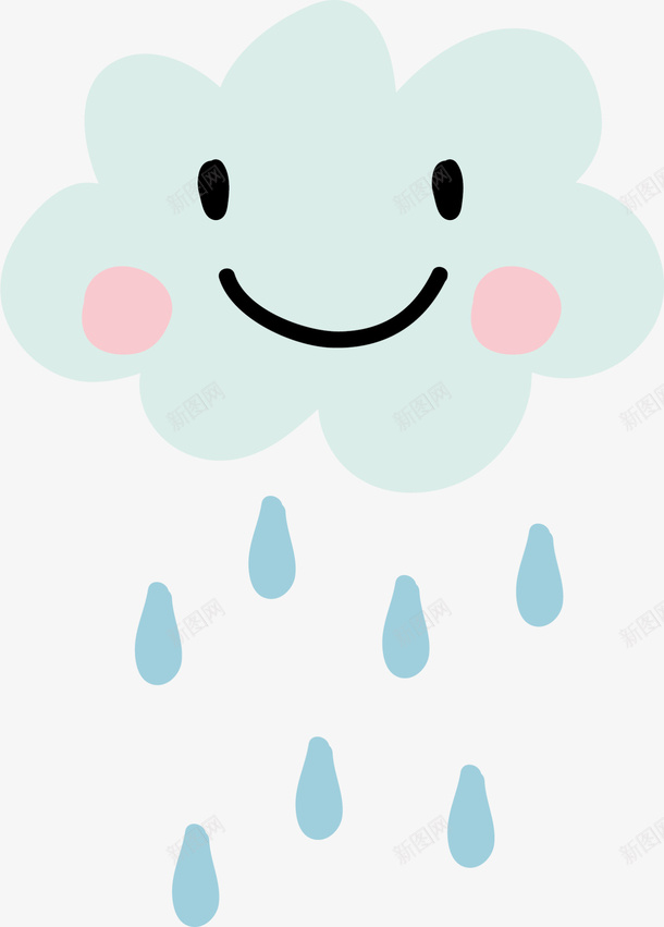 绿色可爱微笑雨云png免抠素材_88icon https://88icon.com spring 可爱云朵 图案 春天 春季 春雨 雨云