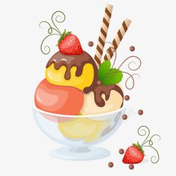 草莓巧克力冰淇淋素材