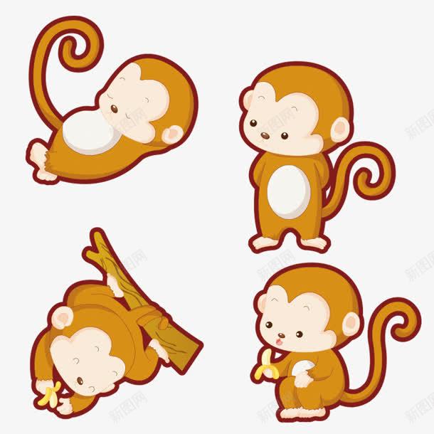 手绘卡通可爱小猴子png免抠素材_88icon https://88icon.com 卡通 可爱 水彩 猴子