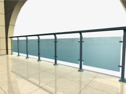 清新别墅阳台钢化玻璃栏杆素材