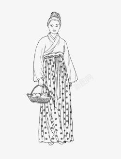 古代女子服饰白描素材