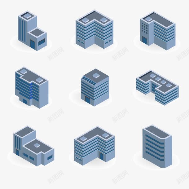 房子模型矢量图ai免抠素材_88icon https://88icon.com 免扣png素材 免费png素材 商务楼 建筑 蓝色 高楼大厦 矢量图