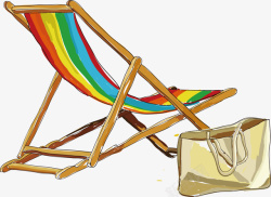 手绘水彩沙滩躺椅插画素材