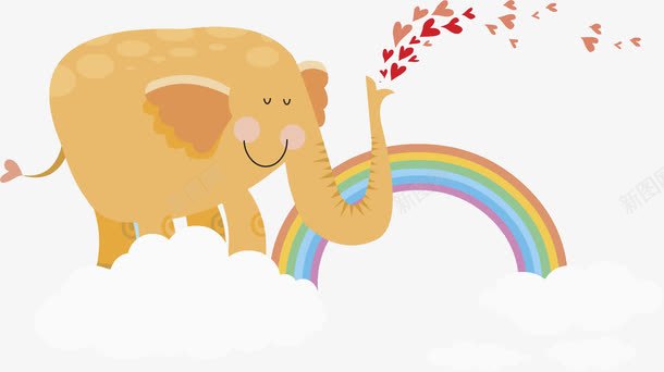 橙色大象png免抠素材_88icon https://88icon.com 创意 动物 可爱 大象 尾巴 巨大 彩虹 手绘 橙色 爱心