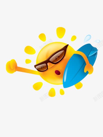 卡通太阳公公滑板png免抠素材_88icon https://88icon.com 可爱 夏天 炎热