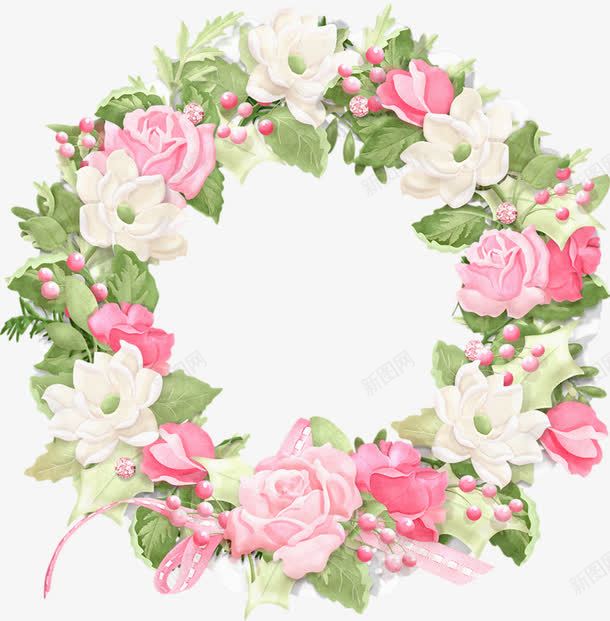 玫瑰花圈png免抠素材_88icon https://88icon.com 玫瑰花圈 白色玫瑰 粉色玫瑰 花圈 装饰