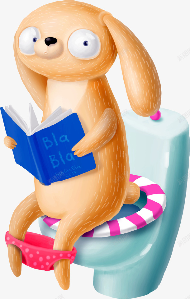 手绘卡通可爱小熊上厕所png免抠素材_88icon https://88icon.com 书本 可爱小熊 拿着书的小熊 棕色 马桶 黄色