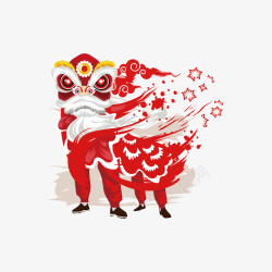 红色喜庆节日舞狮矢量图素材