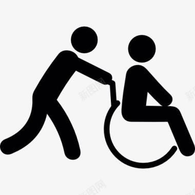 帮助推轮椅残疾人图标图标
