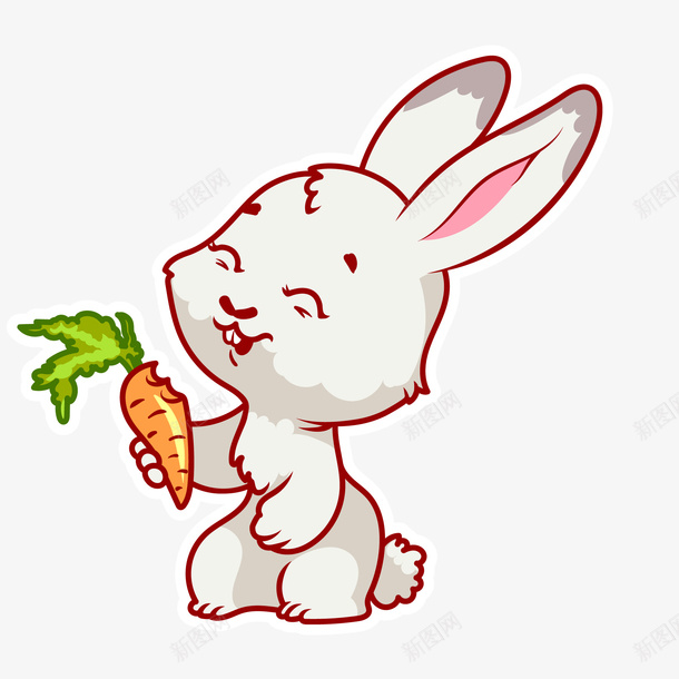 卡通吃胡萝卜的小白兔矢量图ai免抠素材_88icon https://88icon.com 动物设计 卡通 可爱 吃萝卜 小白兔 手绘 矢量图