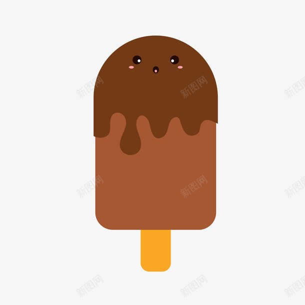 可爱表情巧克力冰棒png免抠素材_88icon https://88icon.com 卡通食物 可爱表情 巧克力冰棍 巧克力冰棒 背景装饰