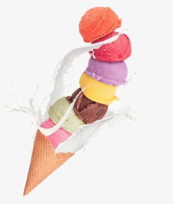 蛋筒水果冰淇淋创意多口味冰淇淋球高清图片