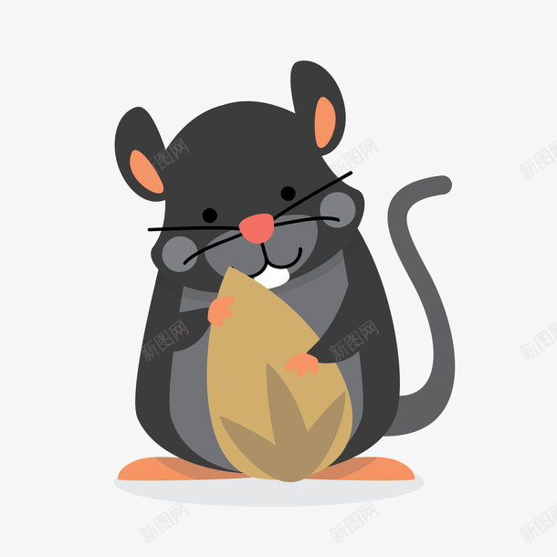 吃瓜子仁的老鼠png免抠素材_88icon https://88icon.com 卡通动物 小老鼠 瓜子仁 背景装饰 黑色老鼠