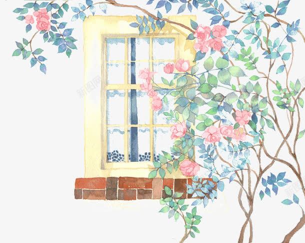 窗台外的花卉png免抠素材_88icon https://88icon.com 窗台 花卉 藤蔓 野花