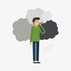 卡通版抽烟的男人素材